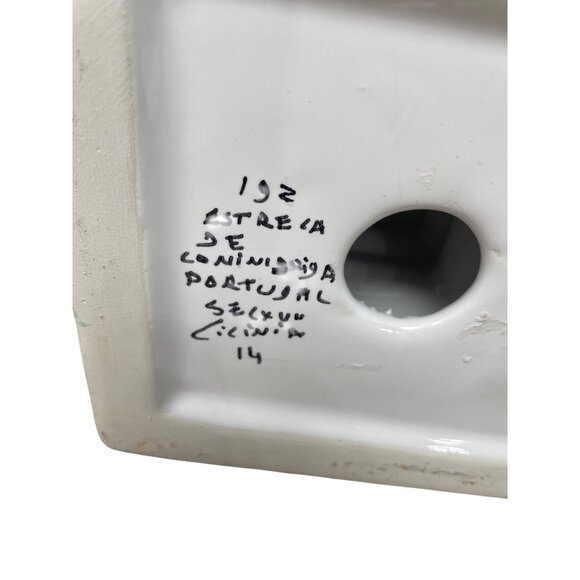 Portugal Pair folk art nature 13" tall column square candle holders SKU 9600 - Picture 11 of 12